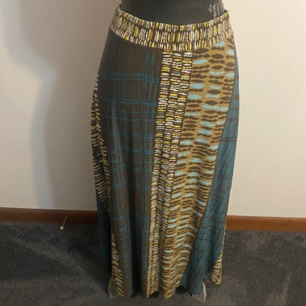 Kasper Brown/Teal Convertible strapless dress or skirt, size PL